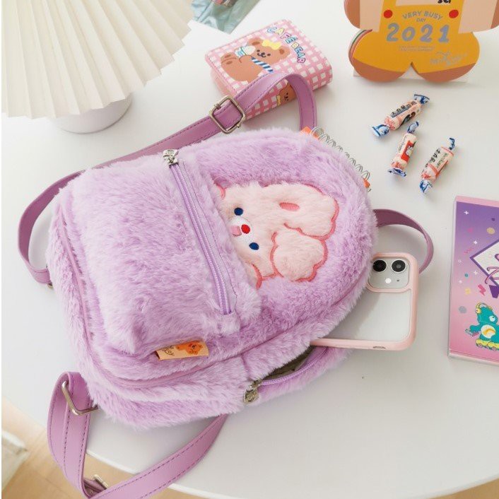 Balo mini lông gấu ulzzang cao cấp giá rẻ [NHÀ CỦA MÉO STORE]