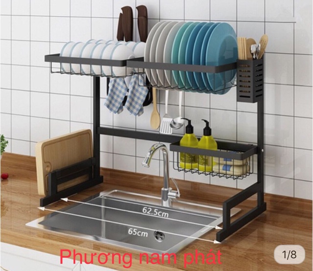 [GIÁ SỈ CHẠY SỐ LƯƠNG}KỆ 65CM đen Kệ Chén Đa Năng LEKUTE INOX ĐẶT TRÊN THÀNH CHẬU 1 HỘC THÔNG MINH TIỆN LỢI