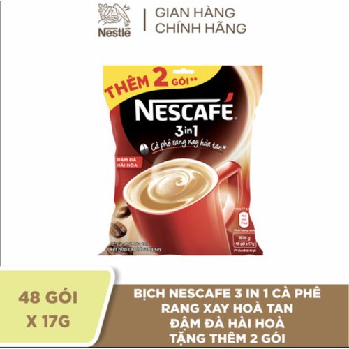 Cà phê Nescafe 3in1 Đậm đà hài hoà túi 48 gói- HSD 21/02/2024