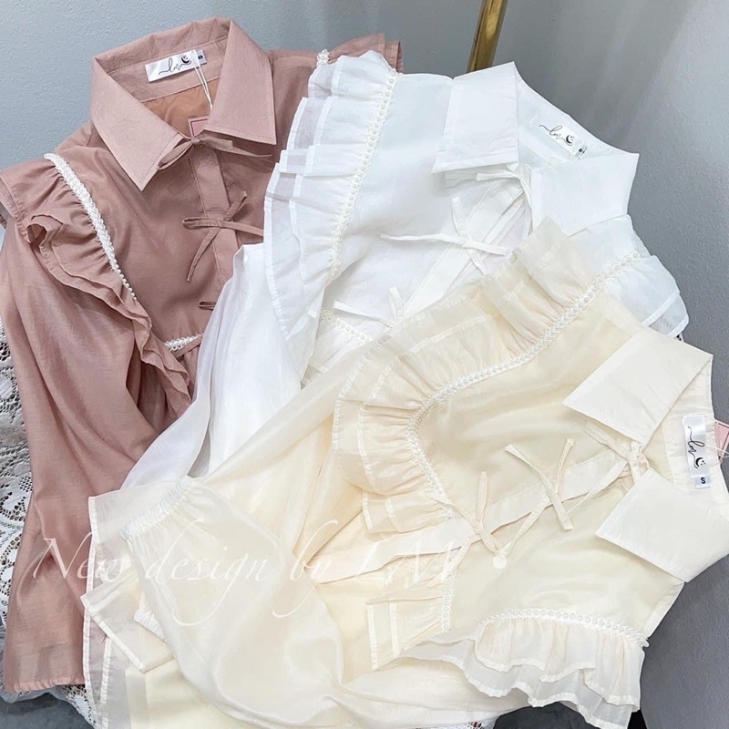 Áo sơ mi cổ bẻ- bèo nơ- thiết kế 3 màu cực xinh - cực mlem