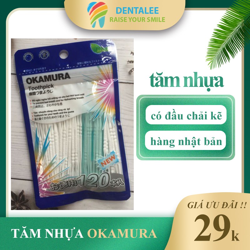 Tăm nhựa nha khoa OKAMURA gói 120 cái chất lượng cao cấp Nhật Bản DENTALEE