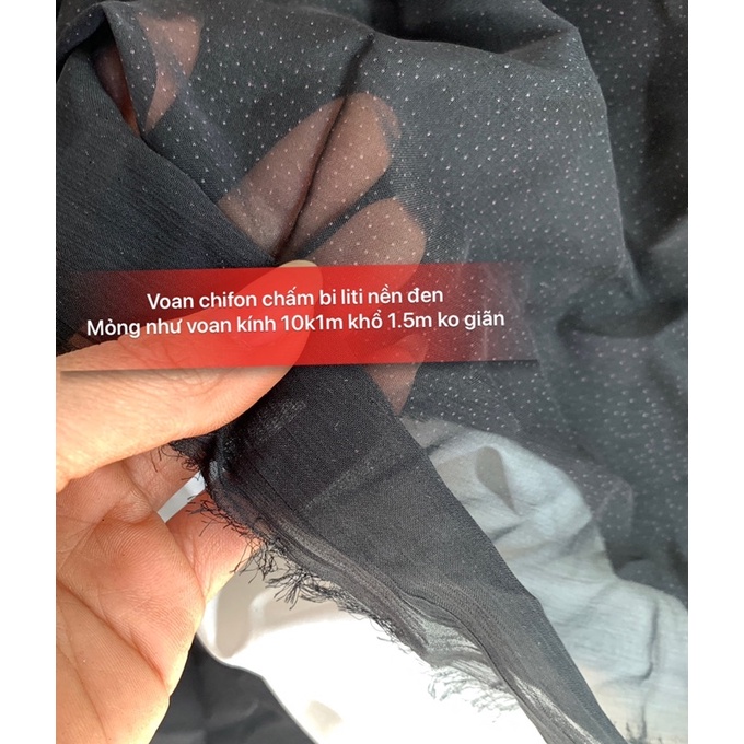 Vải tơ mỏng ép chấm trong suốt Bi Hàn Quốc  siêu rẻ chỉ 10k.1 mét