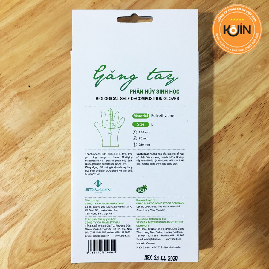 Găng Tay Nilong Tự Huỷ Green Eco Size L