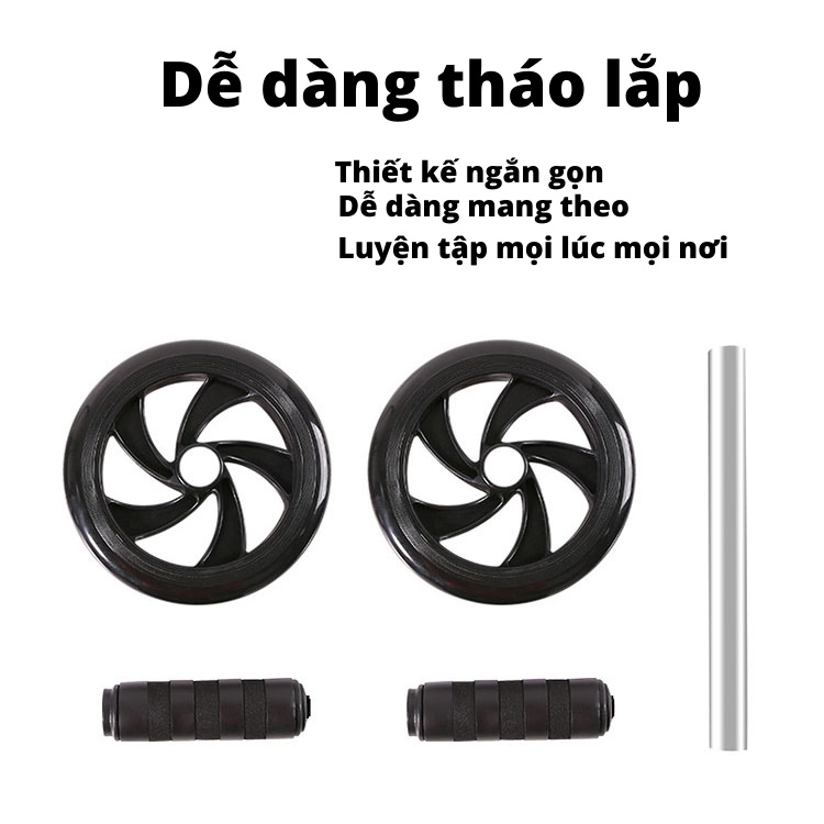 Con Lăn Tập Cơ Bụng 2 Bánh Tập Gym Yoga Tại Nhà Tặng Kèm Thảm Lót Gối, Con Lăn Tập Cơ Bụng AB Wheel Cao Cấp Gymee