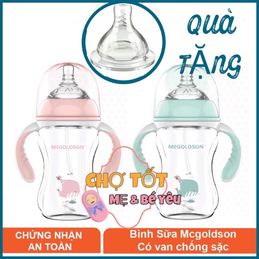 BÌNH SỮA CỔ RỘNG 180ML/240ML MC GOLDSON (Tặng thêm 1 núm)