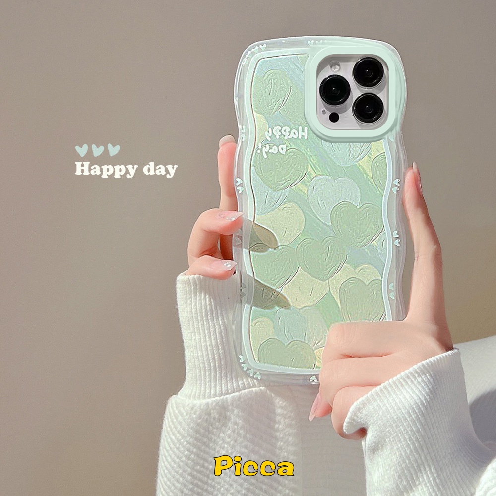 Ốp Điện Thoại TPU Mềm Hình Trái Tim Màu Xanh Lá Dễ Thương Cho IPhone 7 8 14 6 6s Plus 11 14 12 13 Pro MAX XR XS MAX X SE 2020