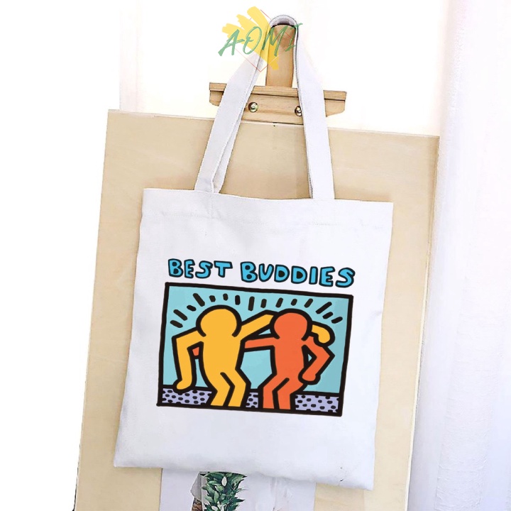 [Nhiều mẫu Đẹp] TÚI VẢI HOẠT HÌNH ĐEO VAI TOTE CANVAS BAG CÓ KHÓA KÉO SIZE LỚN 33x38cm PHONG CÁCH CÁ TÍNH HOT TREND AOMI