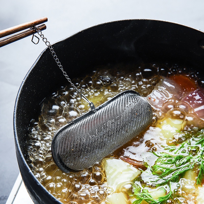 1 Lồng Lọc Trà Bằng Thép Không Gỉ Hình Trụ Đa Năng Có Thể Tái Sử Dụng