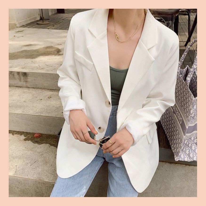 Áo Blazer Vest Nữ 1 lớp UNDERCOOL Dáng Suông Rộng Vải Trượt Kiểu Hàn Quốc - áo khoác mùa thu phong cách công sở