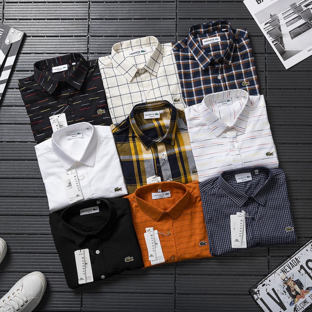 Áo sơ mi nam tay ngắn LC xanh đậm họa tiết caro, vải oxford cao cấp, ít nhăn, giá rẻ - Đẳng cấp phái mạnh