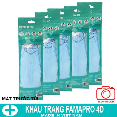 Túi 5 chiếc Khẩu trang Famapro 4D tiêu chuẩn KF94