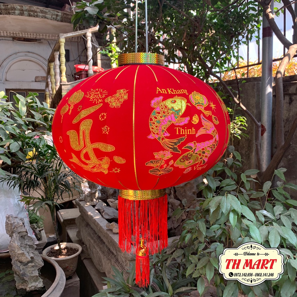 Đèn Lồng Vải Nhung Treo Tết Lễ Hội Size 60cm/80cm/100cm