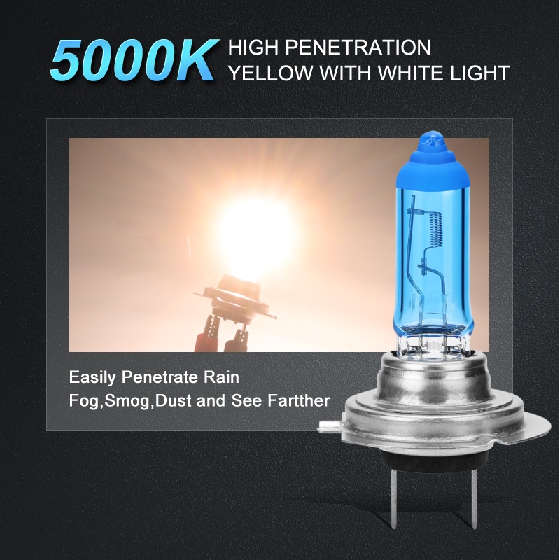 Set 2 Đèn Pha Halogen 100W H1 H7 H4 H8 H11 9005 HB3 9006 HB4 5000K Thay Thế Cho Xe Hơi