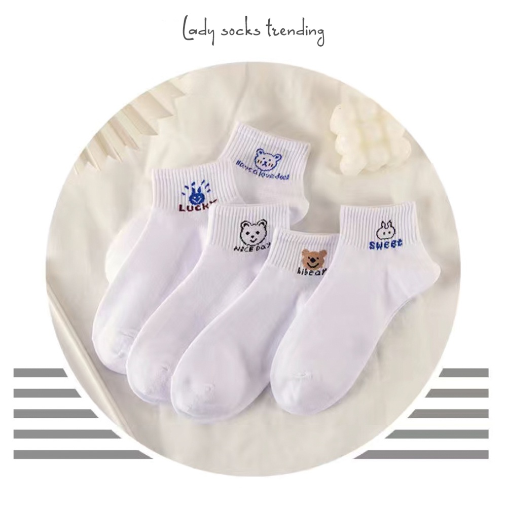 Tất cổ ngắn họa tiết hình thú dễ thương, set 5 đôi tất vớ khác nhau dễ phối đồ - Hot Store