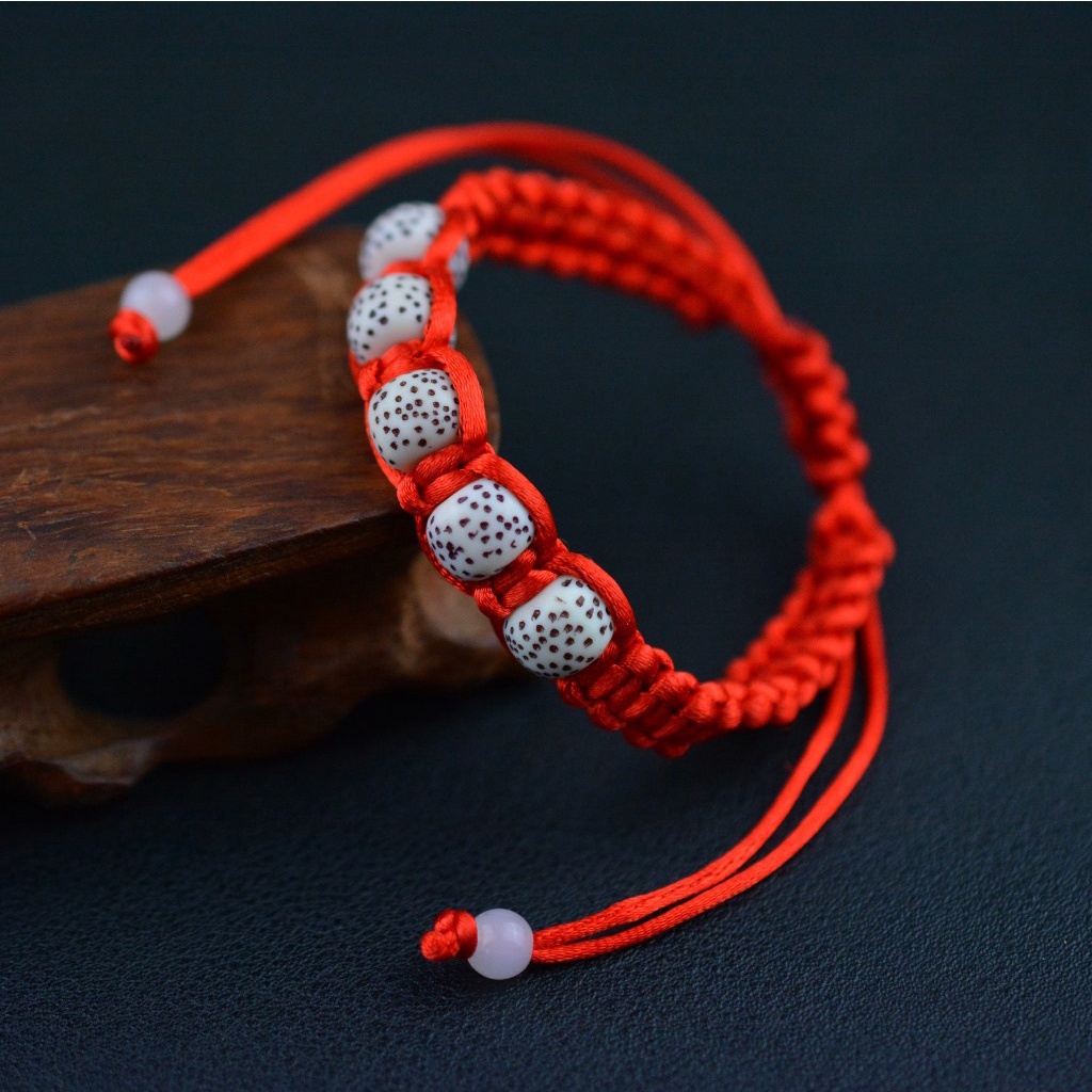 Vòng chỉ đỏ tết hạt bồ đề phong cách phật giáo CD71