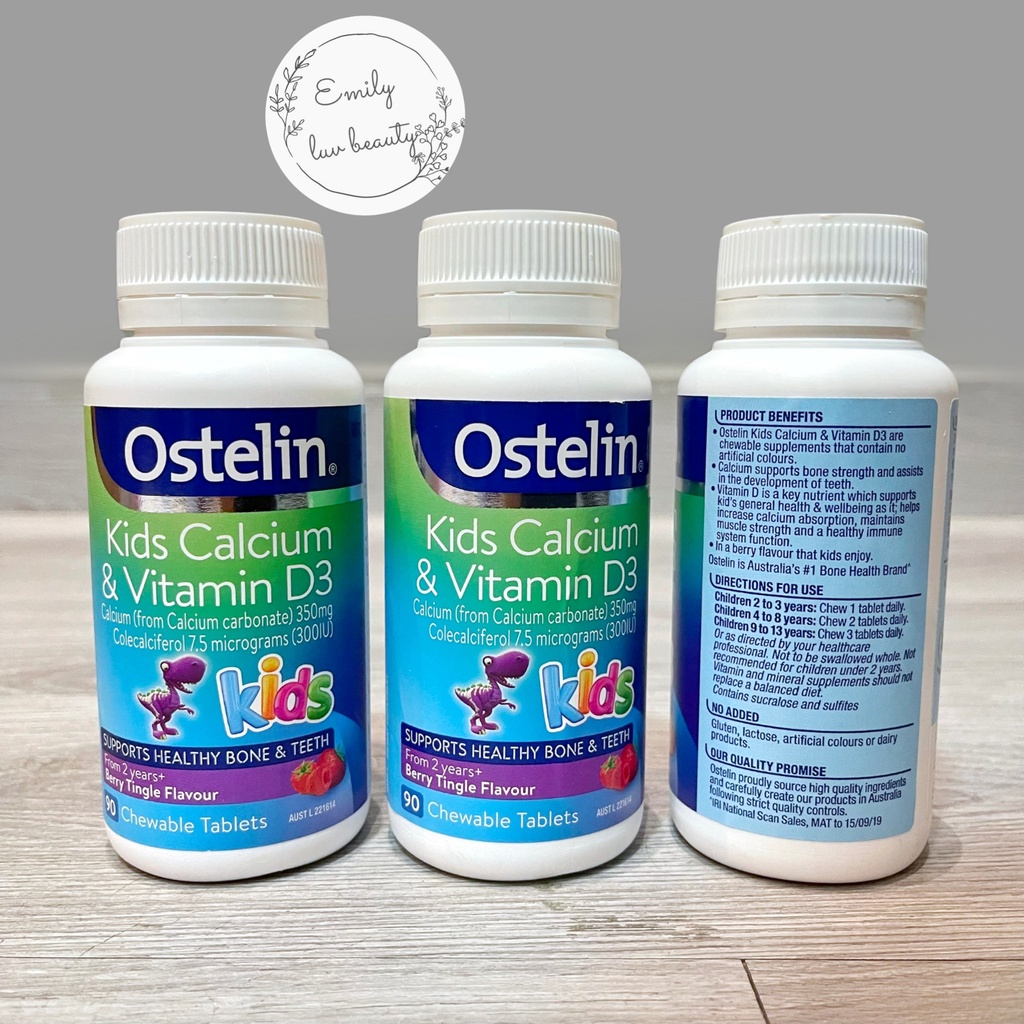 Viên ngậm Ostelin Canxi + Vitamin D3 Kids Úc 90 viên date xa