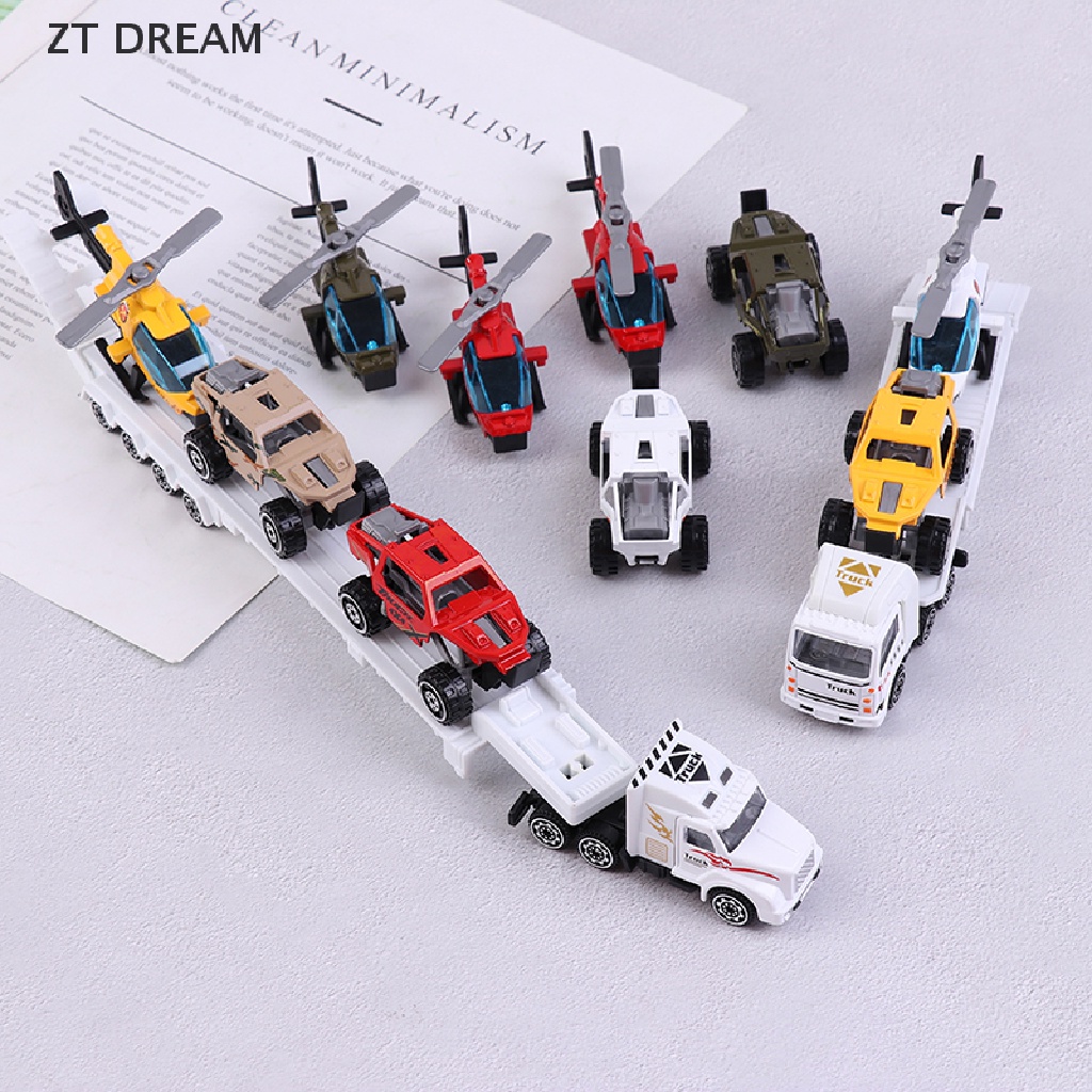 ZTD Children's Alloy Car Helicopter Trailer Kids Action Model Educational Toys 07