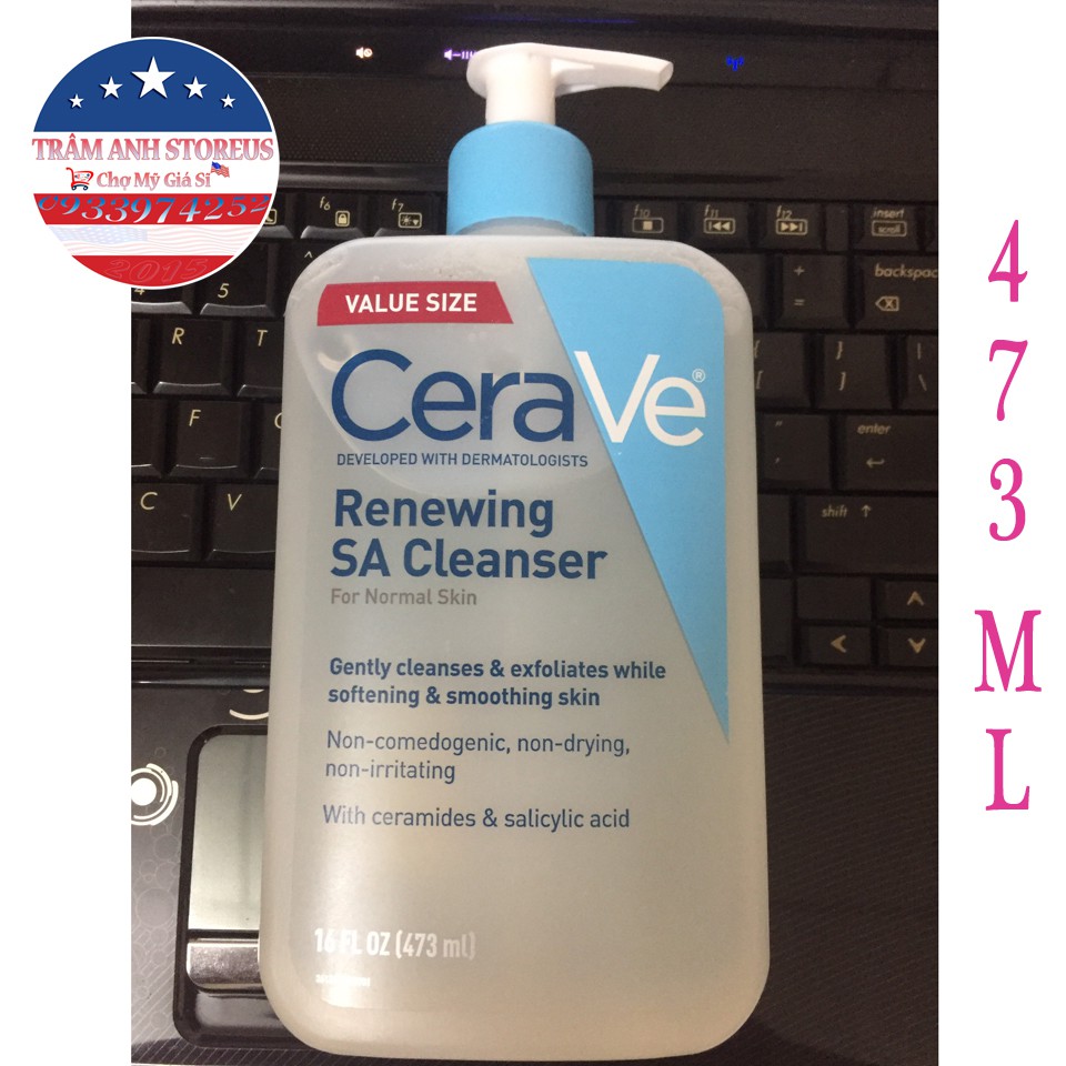 Sữa rửa mặt CeraVe Renewing SA Cleanser dịu nhẹ 237 ML 473ML