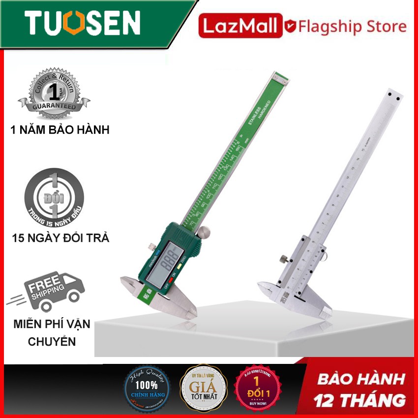 Thước kẹp điện tử thép cacbon tỉ lệ 0-150mm, Thước cặp Vernier kỹ thuật số, thước cặp caliper - Chính hãng TUOSEN