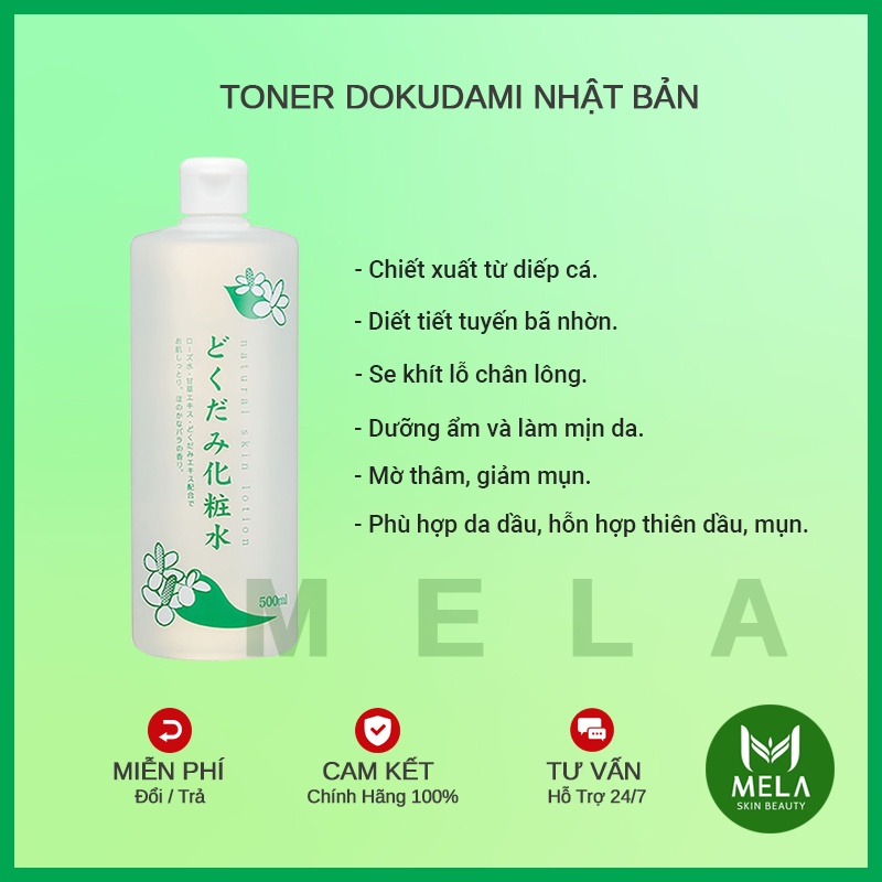 ✅[NỘI ĐỊA NHẬT] Nước Hoa Hồng Diếp Cá Dokudami Nhật Bản Toner Dokudami 500ml