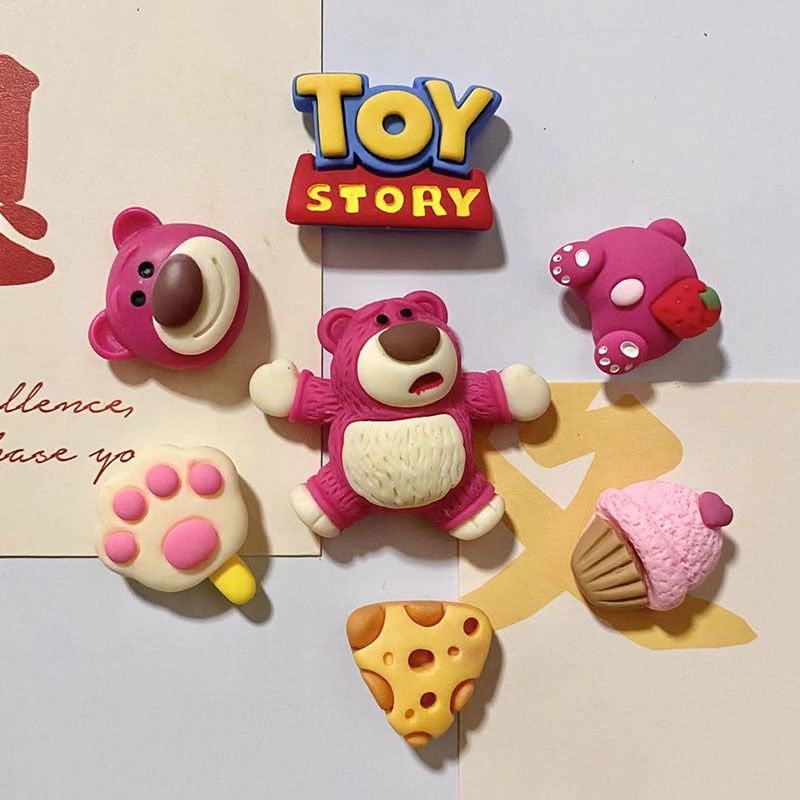 Nam Châm Mini Trang Trí Tủ Lạnh Hình Gấu / Dâu Tây 3d Dễ Thương