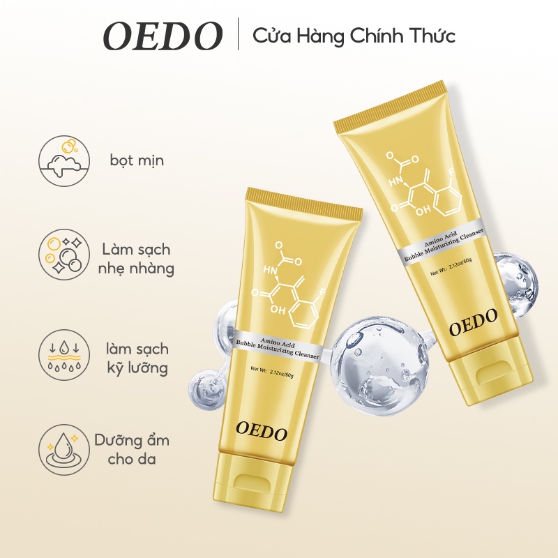 Set 2 ống sữa rửa mặt OEDO Axit Amino dưỡng ẩm thu nhỏ lỗ chân lông chống lão hóa/nếp nhăn hiệu quả
