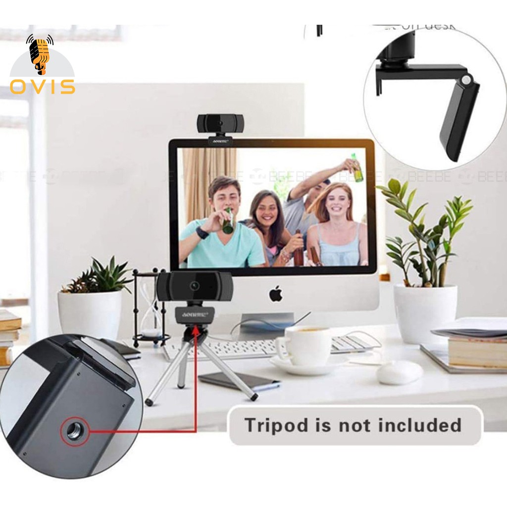 [BH 12 THÁNG] Webcam Máy Tính Aoni A20 Họp Trực Tuyến Góc Rộng 80 Độ, Full HD1080 30fps, 2.0 Megapixel | BigBuy360 - bigbuy360.vn