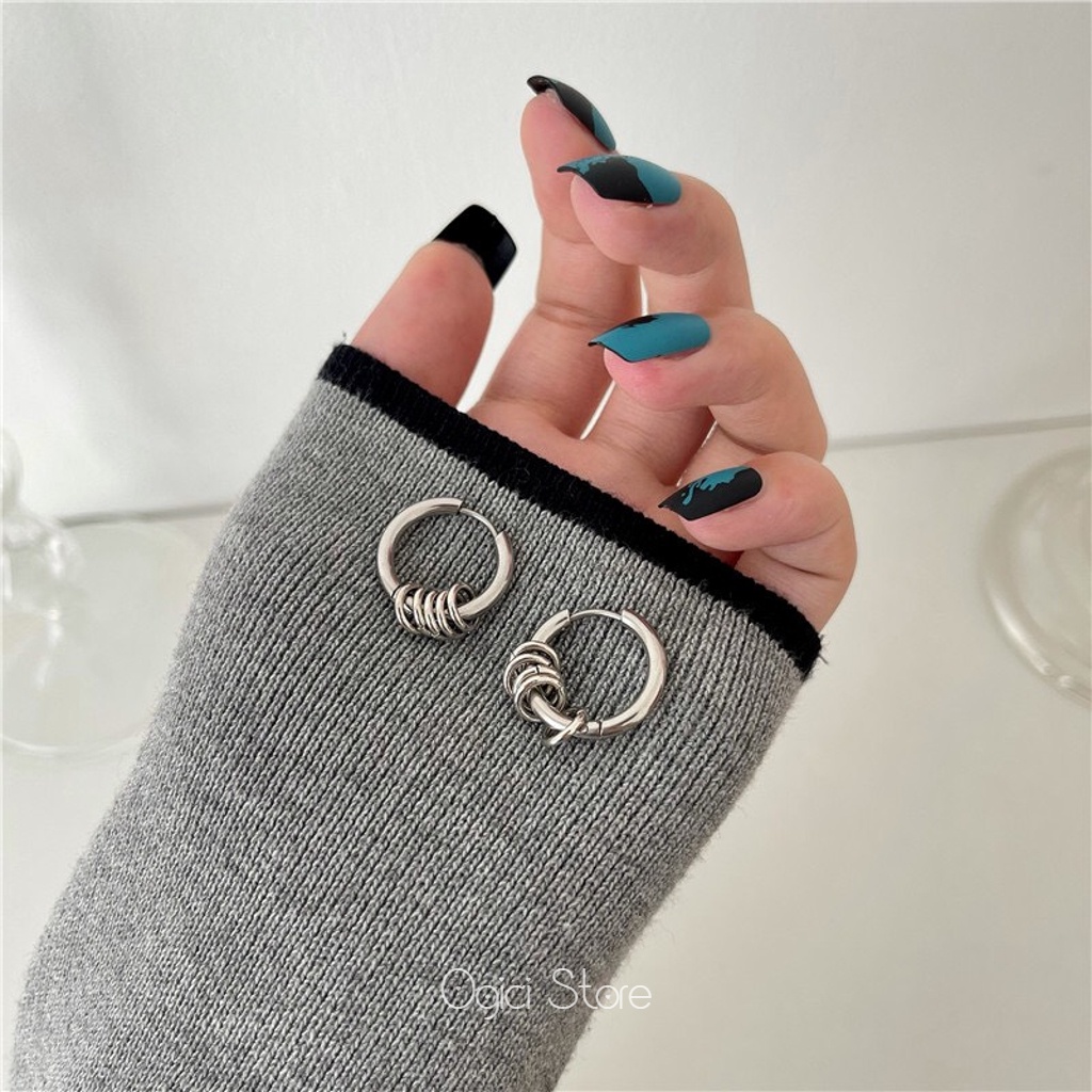 Bông tai, khuyên tai nam nữ thép không gỉ dáng tròn trơn phong cách hiphop thời trang đường phố cá tính, Unisex, 1 chiếc