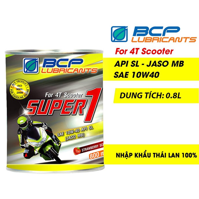 [Rẻ Vô Địch] - 3921 Dầu Nhớt Xe Tay Ga Lon 0.8 Lít BCP 10W40 Thơm Mùi Dâu Nhập Khẩu Thái Lan 100%