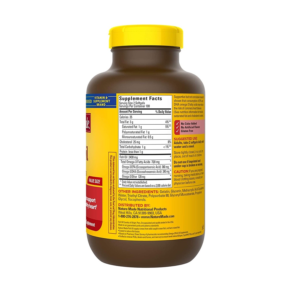 Viên uống dầu cá Omega 3 Nature Made Fish Oil 1200mg của Mỹ