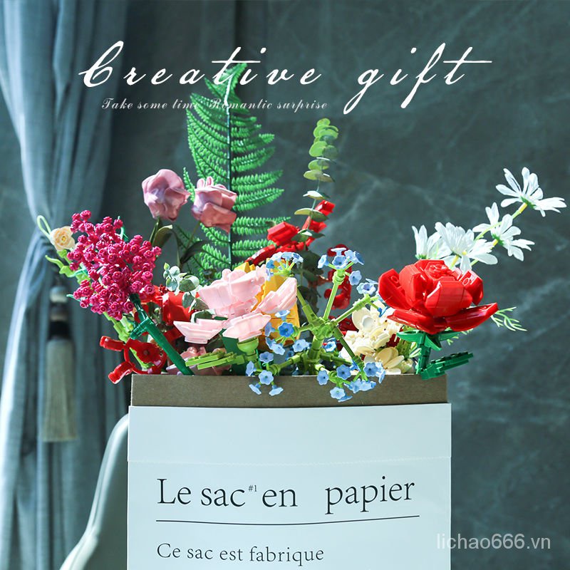 Bộ Đồ Chơi Lắp Ráp lego Hình Bó Hoa Hồng Nhỏ Thích Hợp Làm Quà Tặng Cho Bé Gái