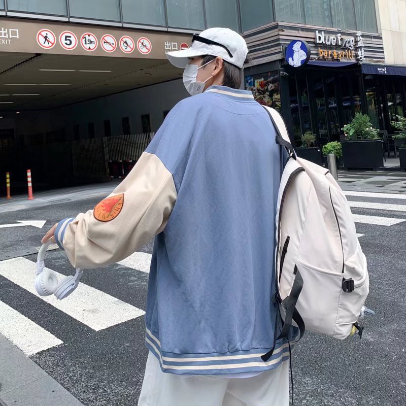 Áo khoác bóng chày dáng rộng phong cách Hong Kong thời trang xuân thu mới cho nam