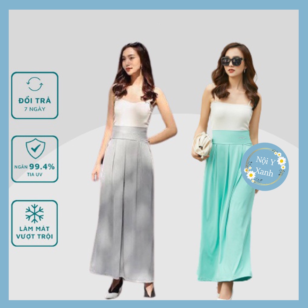 Váy chống nắng quây chất thông hơi nội y xanh thiết kế thoáng mát