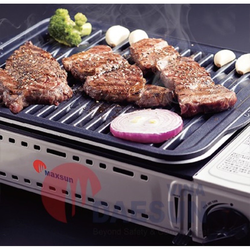 Bếp Nướng Ga Không Khói, Chống Dính MS-8 Mini BBQ / Thoát Dầu Mỡ Tự Động (Tặng hộp đựng, có tay xách)