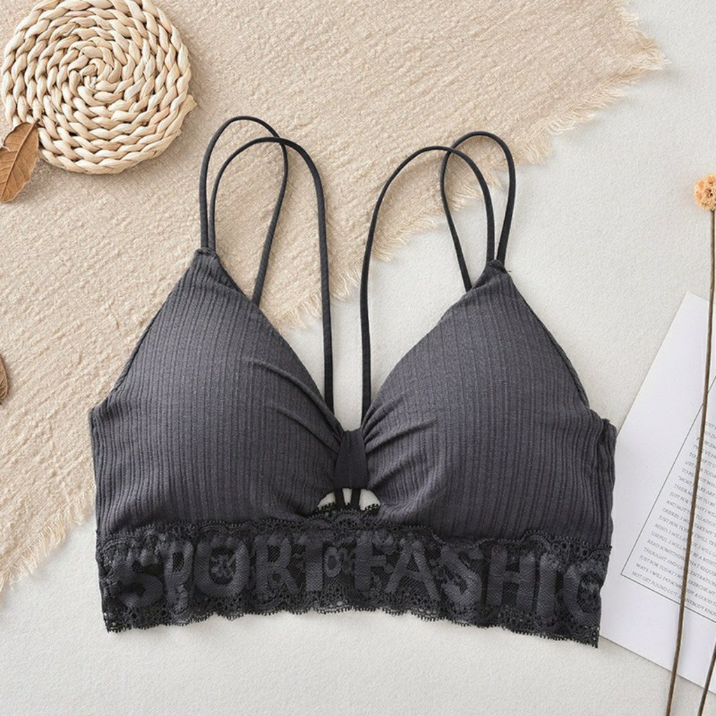 Áo Lót Nữ Ren Cotton Thắt Nơ Gân Tăm Đệm Mỏng Mềm, Co Giãn Thoải Mái Hieu Store24h - 9905
