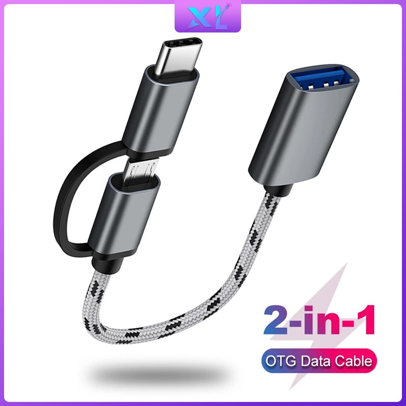 Dây cáp chuyển đổi OTG 2 trong 1 cổng USB 3.1 Type-C và Micro USB sang USB 3.0 cho điện thoại máy tính bảng