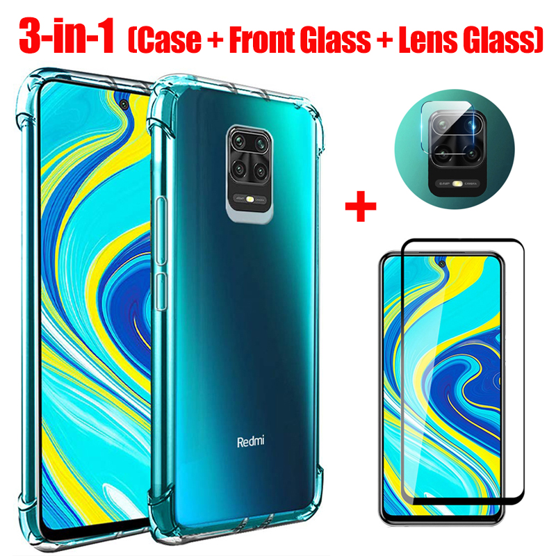 Bộ ốp điện thoại và miếng dán bảo vệ màn hình cho Xiaomi Redmi 9a Note 9s Note 9 Pro Max