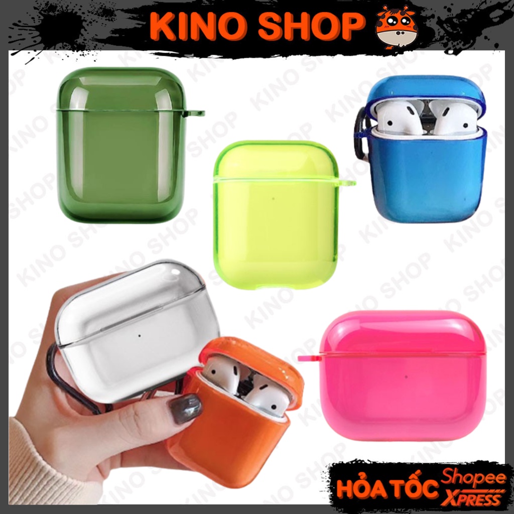 Vỏ airpod airpods mềm dẻo trong TPU bảo vệ hộp sạc tai nghe airpod airpods 1/2/Pro màu neon dạ quang KinoShop