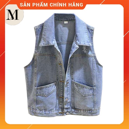 Áo sơ mi bò jeans nữ denim ba lỗ 2 túi trước siêu sang Moscoloni mới nhất Quảng Châu