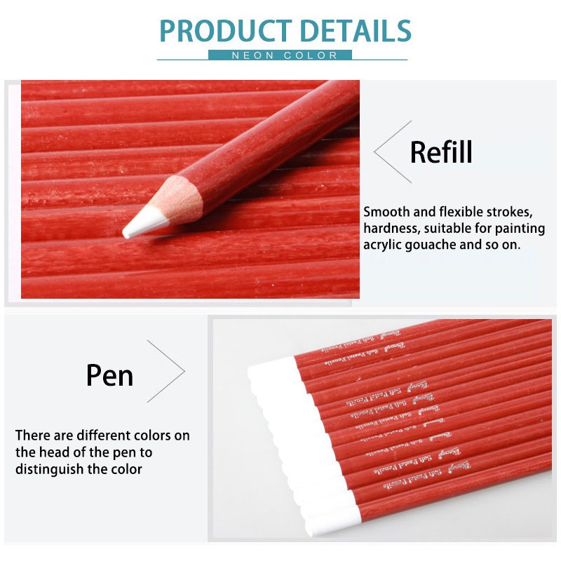 Bộ 12 Bút Chì Pastel Seamiart Màu Trắng Mềm Chuyên Nghiệp