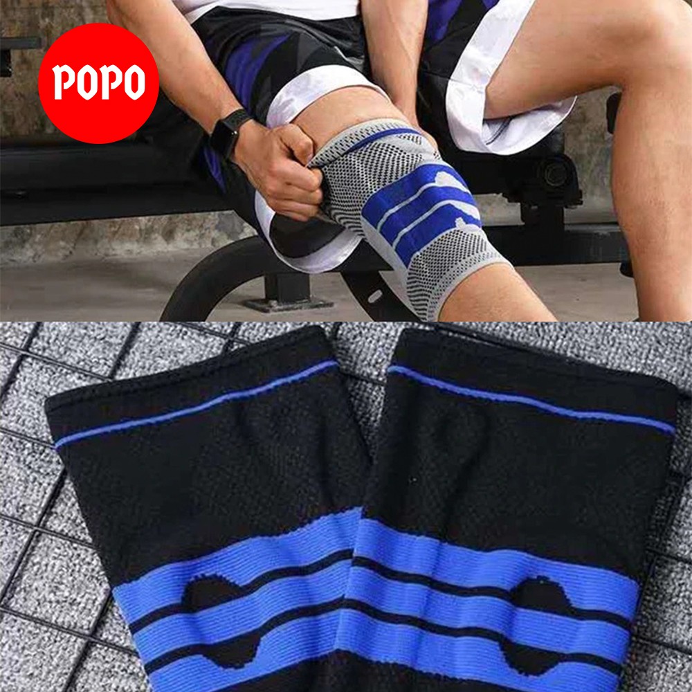 Băng quấn đầu gối tập gym 1123X POPO vải dệt co giãn tích hợp đai đeo lò xo xoắn