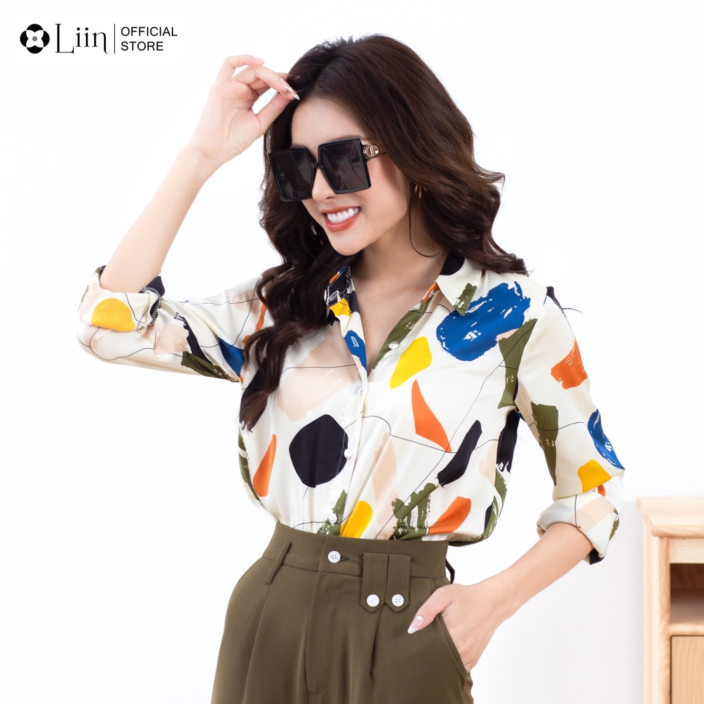Áo Sơ Mi nữ cao cấp chất Lụa kết hợp Color xinh xắn Liin Clothing SM3132