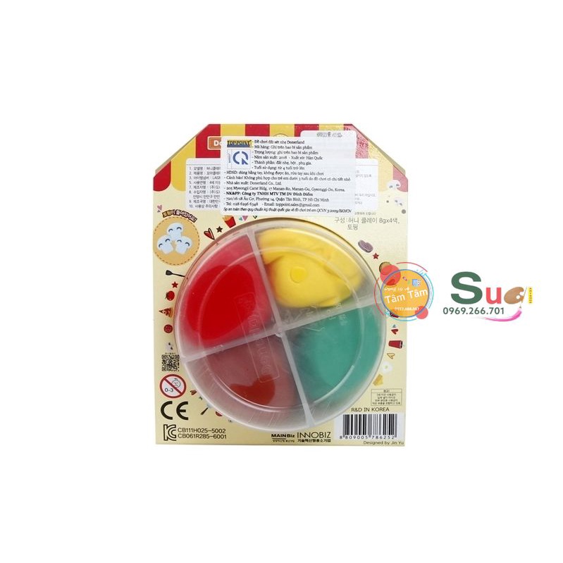 Đất Sét Nhẹ xốp 4 màu Hàn Quốc - Đất sét 4 màu DonerLand (32g) Hàn Quốc - Dụng cụ vẽ Tâm Tâm