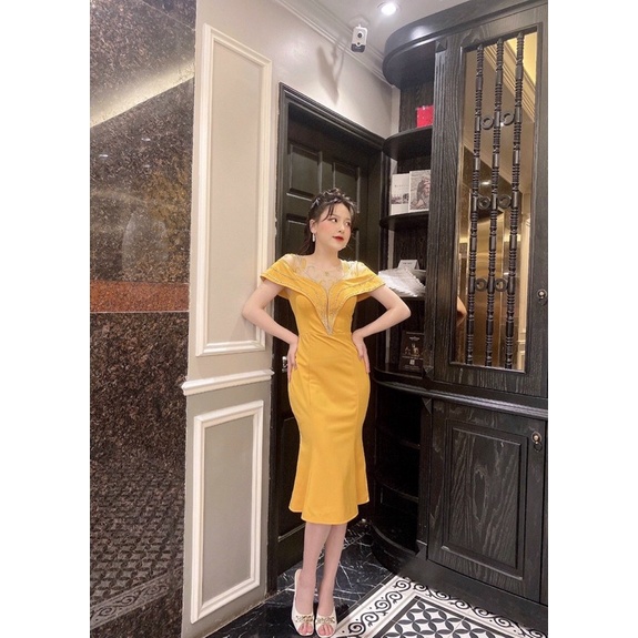Đầm body đuôi cá kết pha lê cao cấp tặng hoa tai thời trang TẶNG KÈM HOA TAI THỜI TRANG