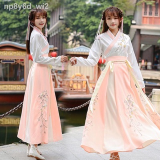  ■ ♛  Hàng có sẵn Ảnh thật ۩✚Trang phục cổ Hanfu nữ tiên thanh lịch kiểu xưa váy đầy đặn cải tiến Hán họp thường niên Pho 