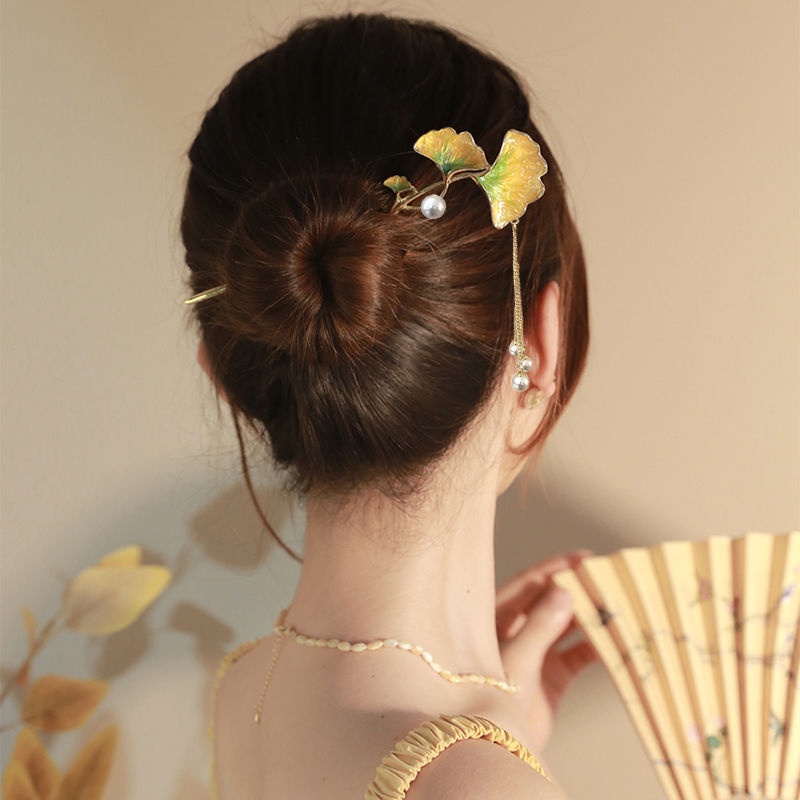 Trâm Cài Tóc Bằng Gỗ Mun Giả Ngọc Bích Trắng Họa Tiết Đám Mây Kiểu Hán Phục Trung Hoa Cổ Điển Mới Cho Nữ