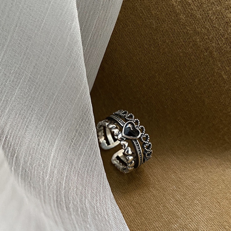 Nhẫn hở hình trái tim phong cách cổ điển thời trang