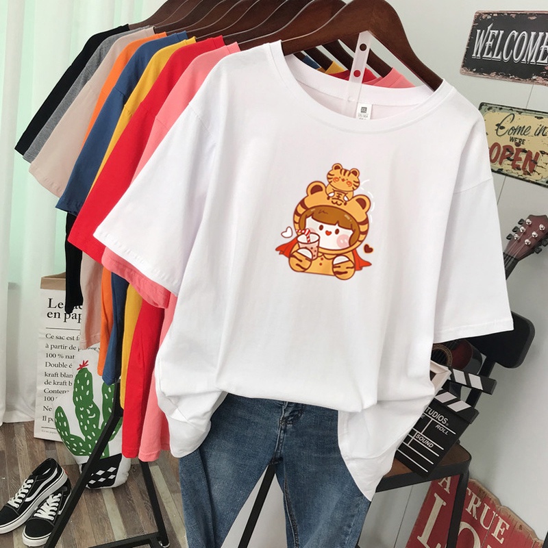 NRVP Áo thun tay ngắn cổ tròn in hình hổ năm mới Trung Hoa thời trang mùa hè cho nữ 2022