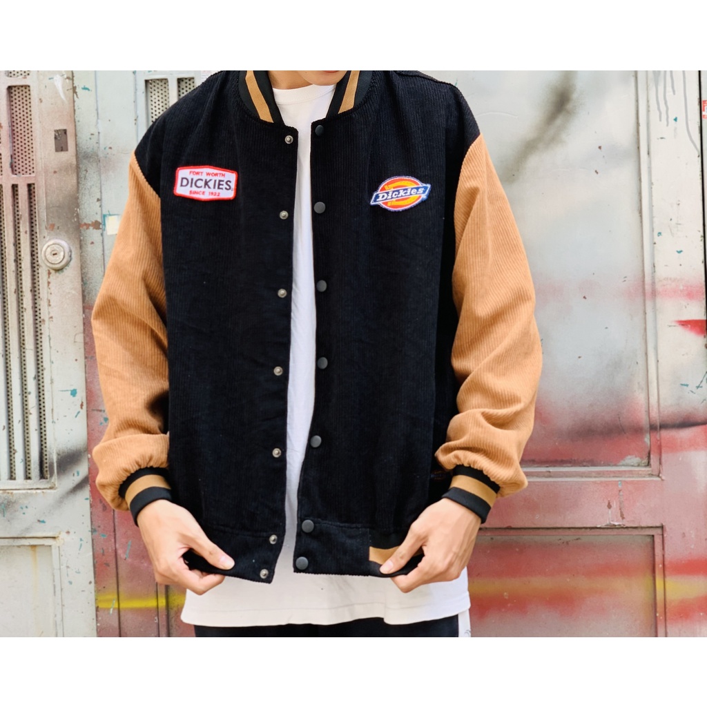 Áo Khoác Bomber Jacket Varsity Dickies - Form rộng oversize - Chất liệu nhung tăm cao cấp.