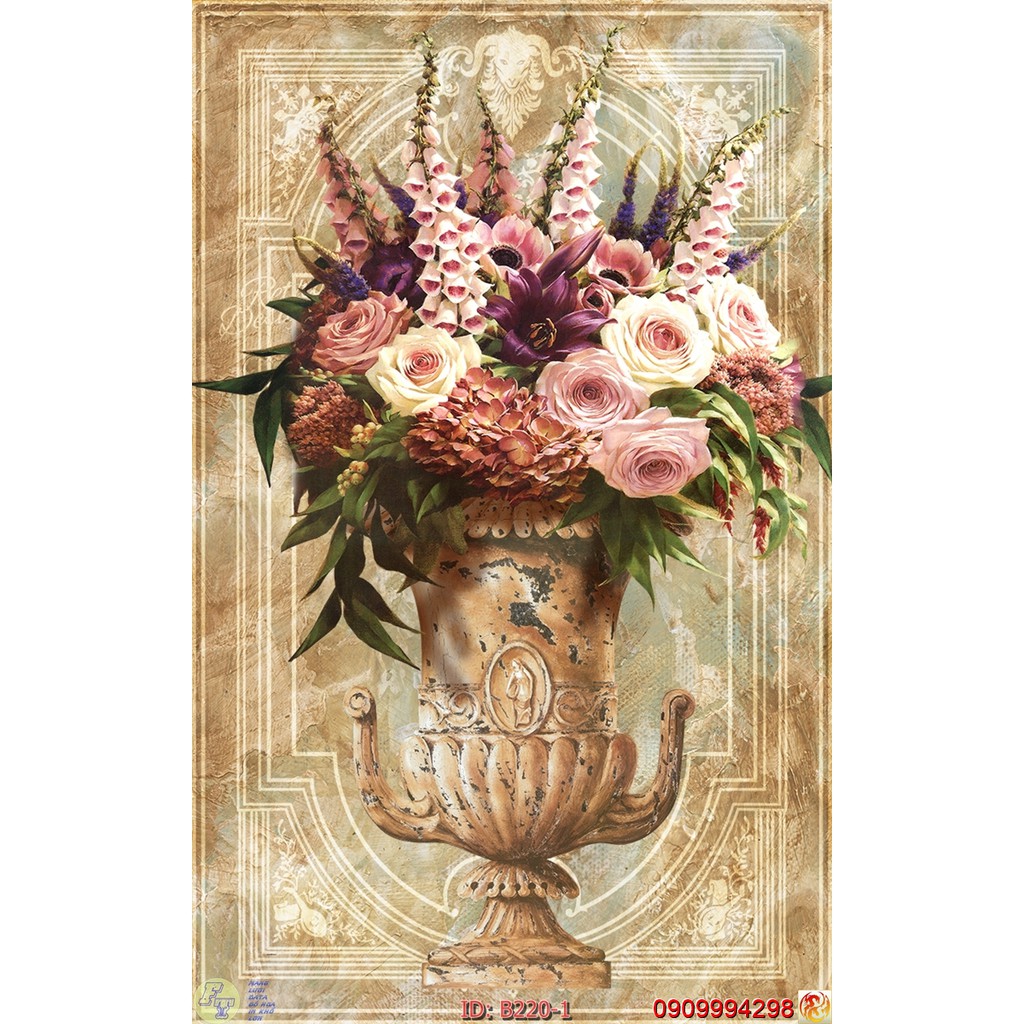 TRANH DÁN TƯỜNG 3D BÌNH HOA, LO HOA NHIỀU MẪU